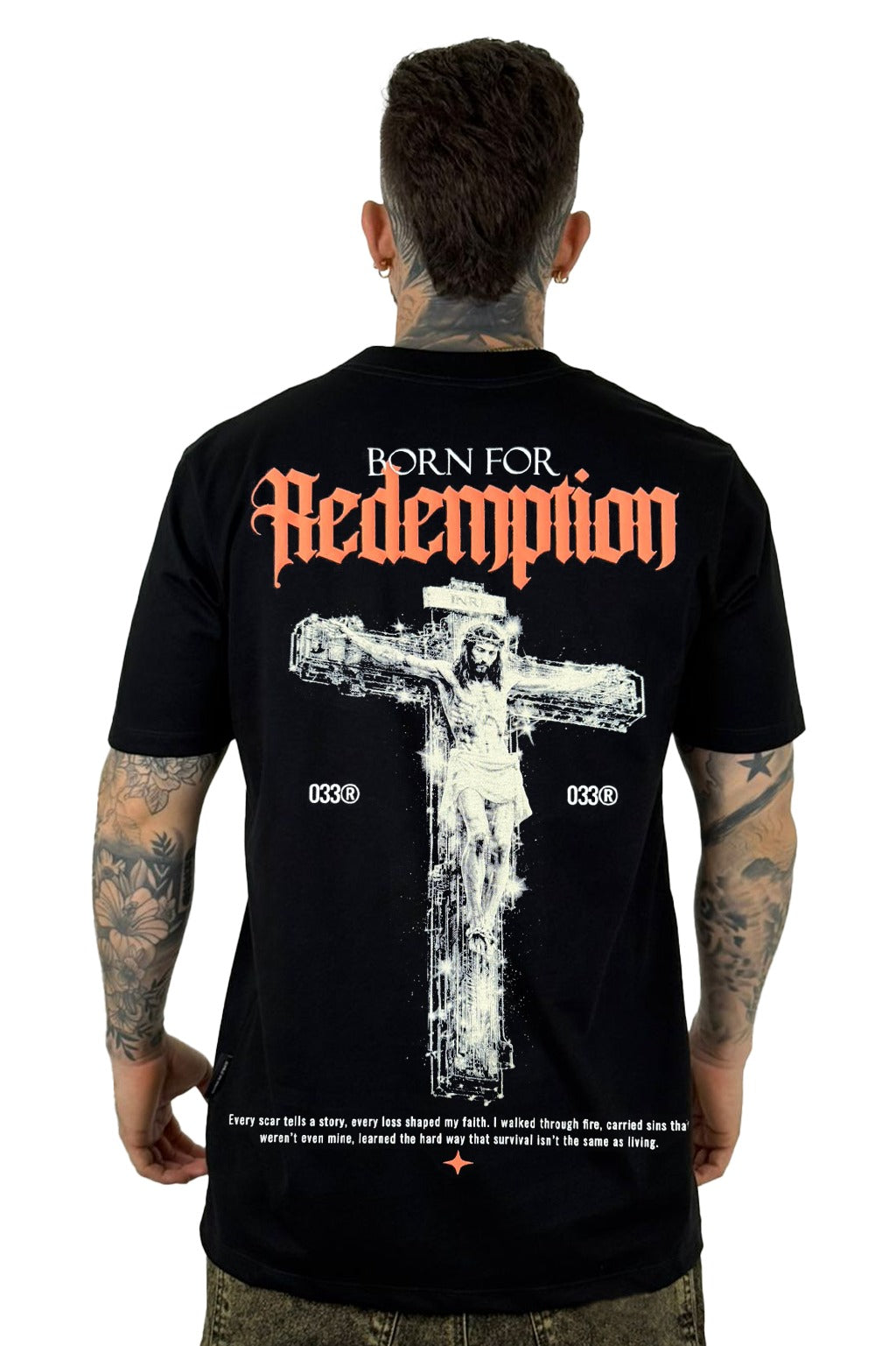 Camiseta Negra Born For Redemption Alto Gramaje