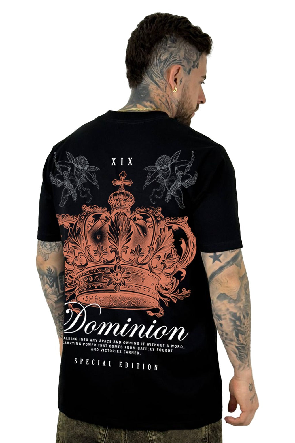 Camiseta Negra Dominion Corona Alto Gramaje