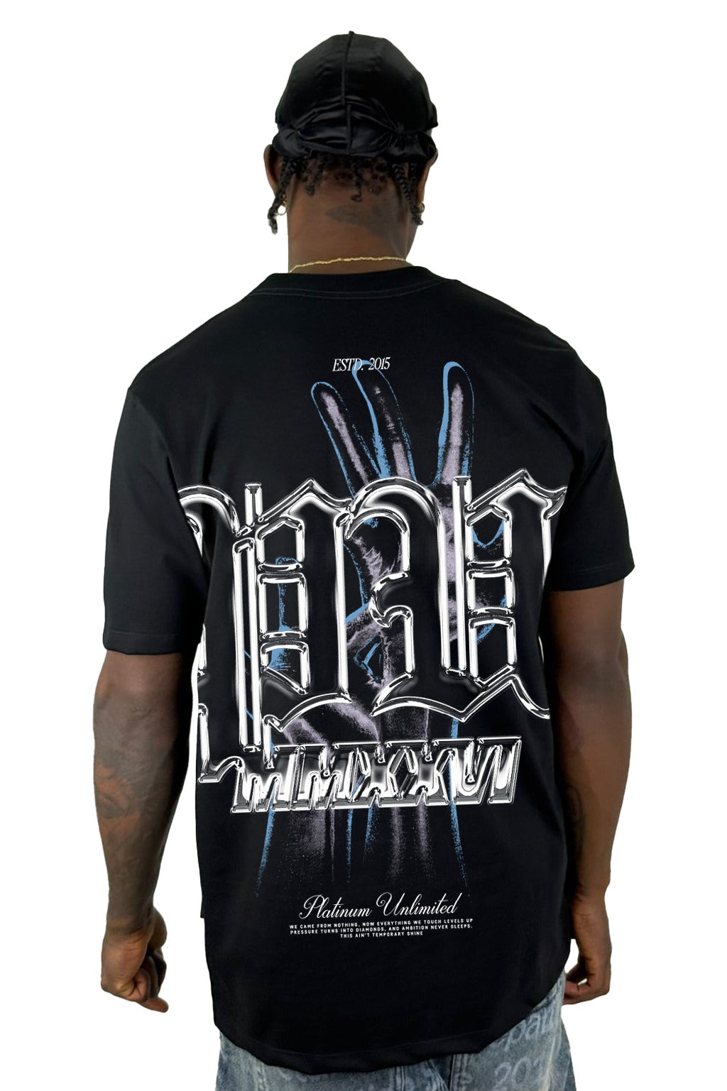 Camiseta Negra Platinum MMXXV1 Alto Gramaje