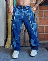 Jean baggy Azul Cargo Desmechado Glory