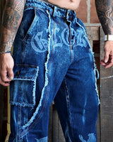 Jean baggy Azul Cargo Desmechado Glory