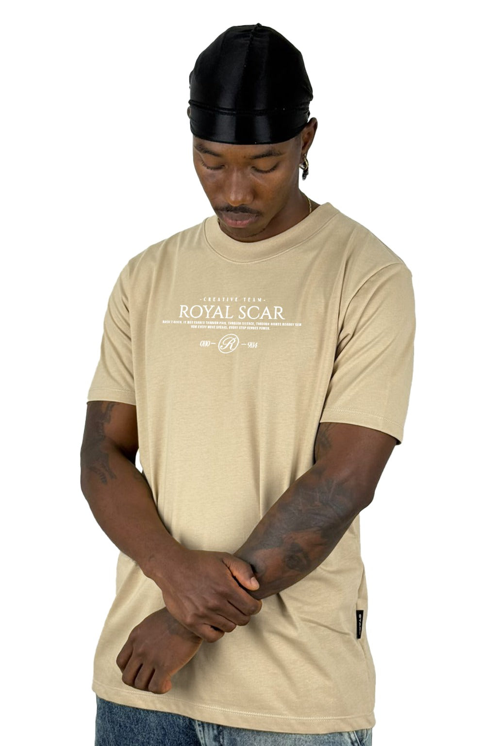 Camiseta beige claro Royal Scar Alto Gramaje
