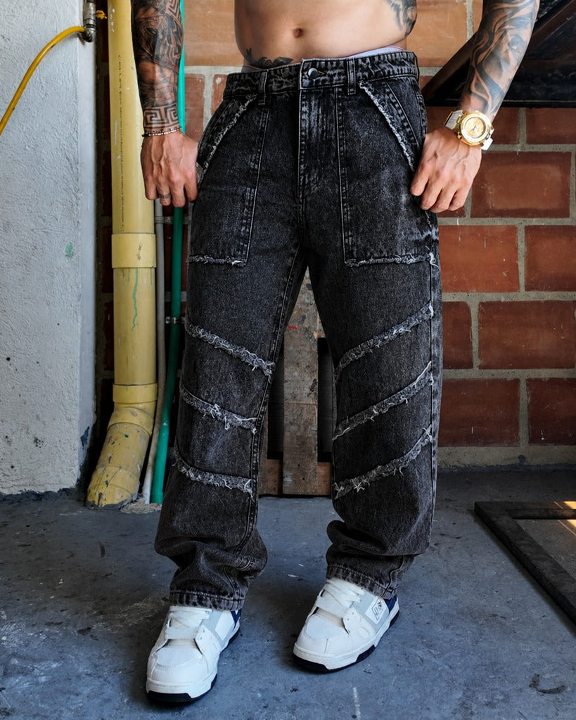 Jean baggy Carpintero Desmechado Negro Sky
