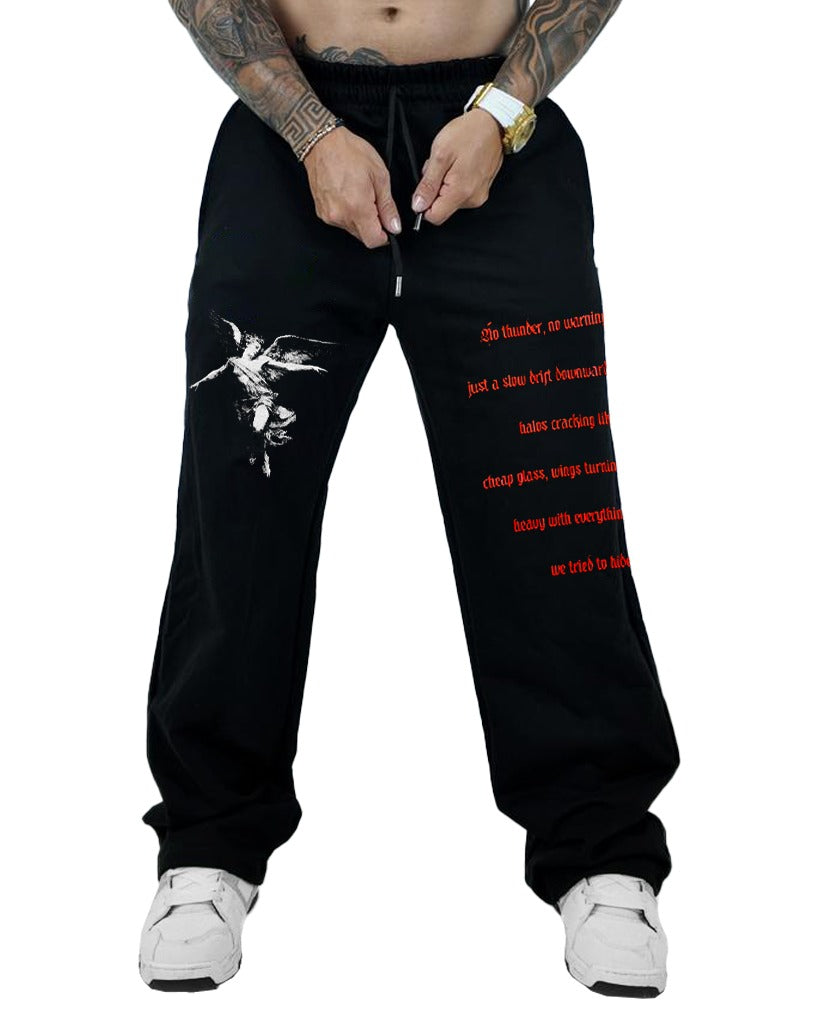 Sudadera Negra Angel Letras Rojas