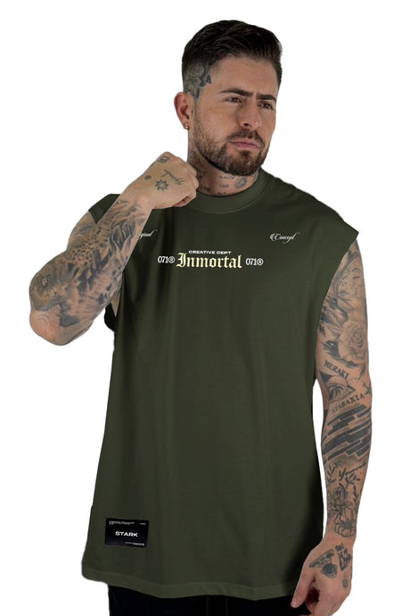 Camisilla  Verde Militar Inmortal Alto Gramaje