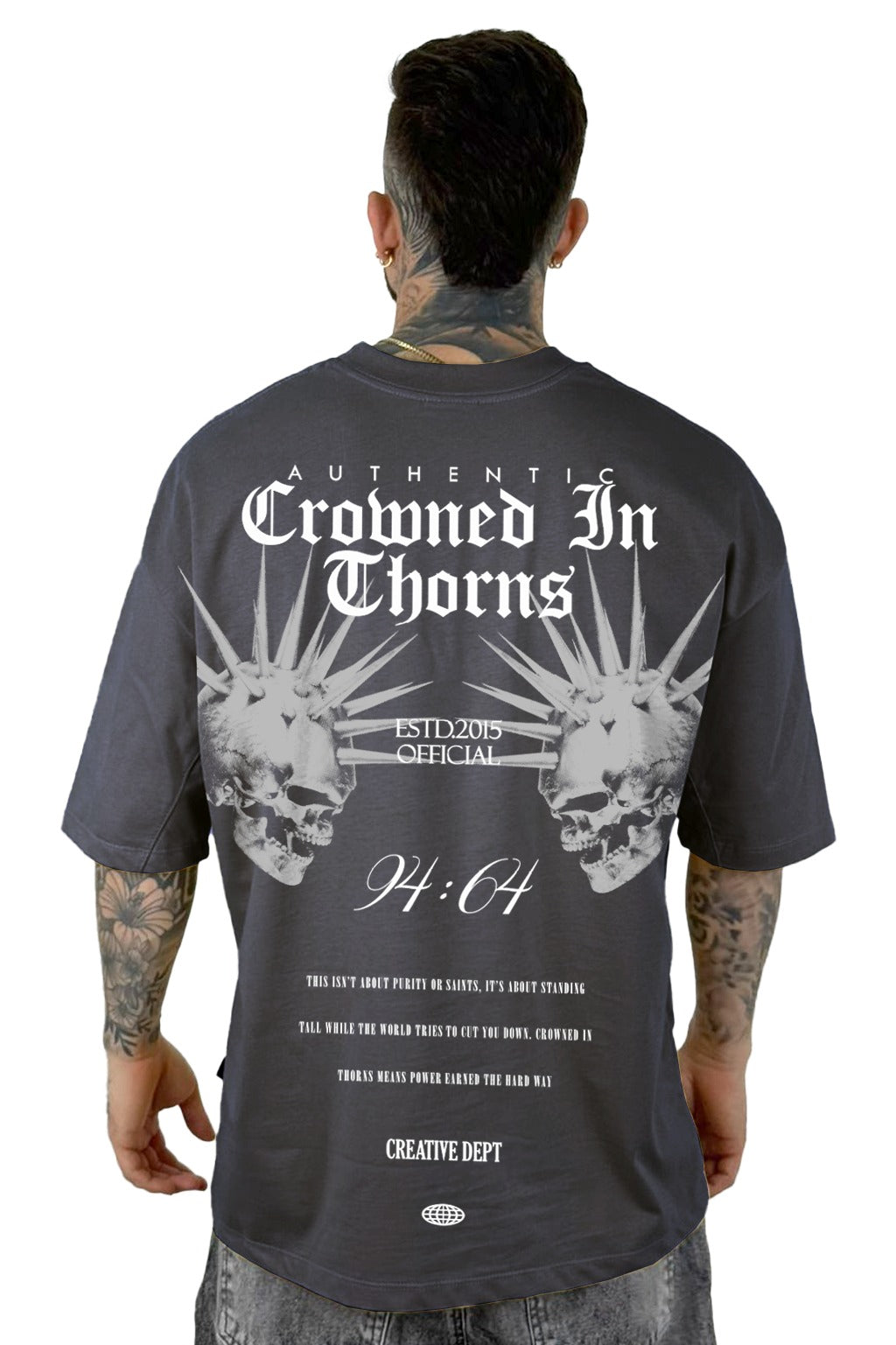 Oversize Gris Acero Cromned In Thorns Alto Gramaje