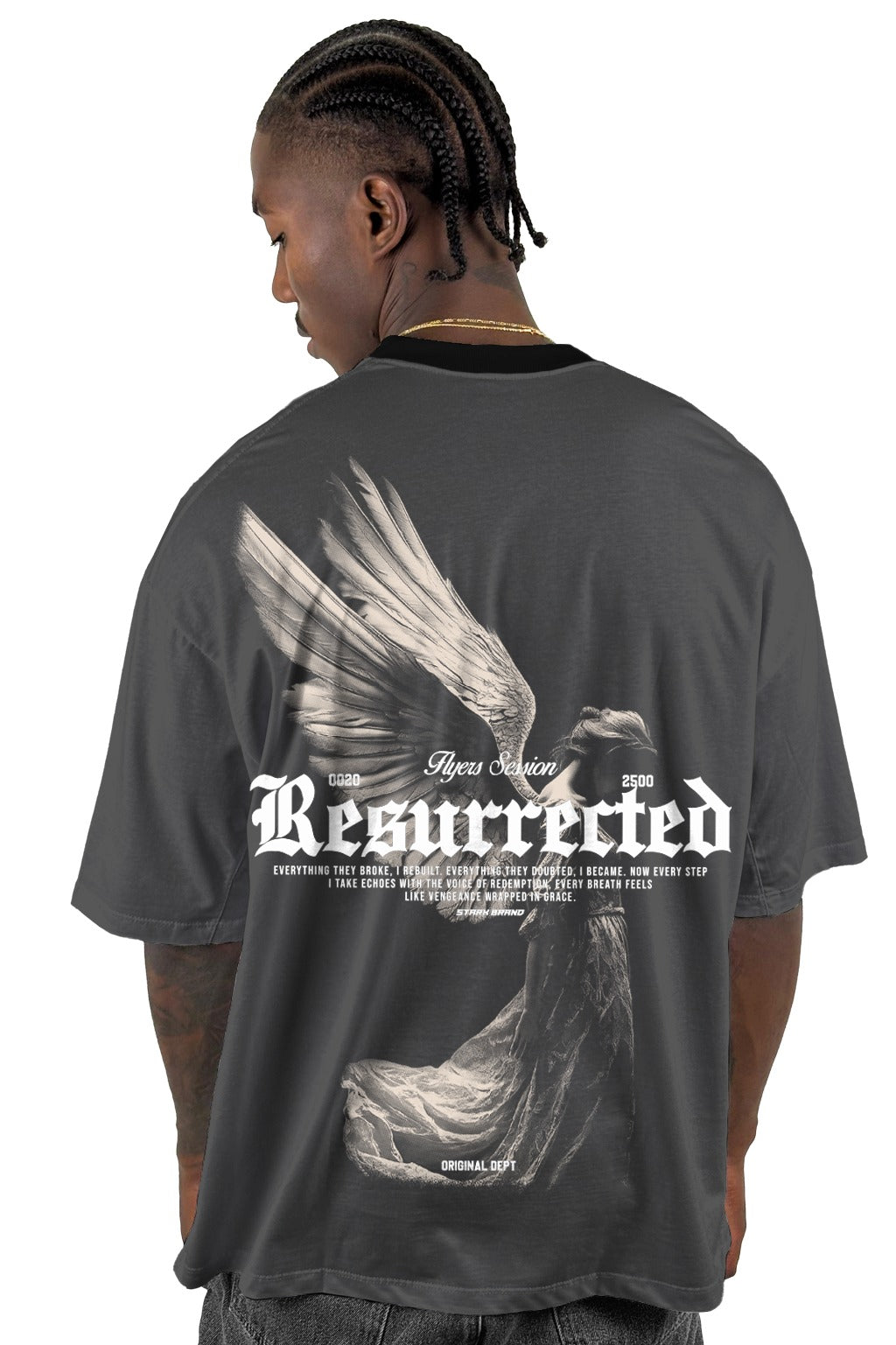 Oversize Gris Resurrected Cuello Negro Alto Gramaje