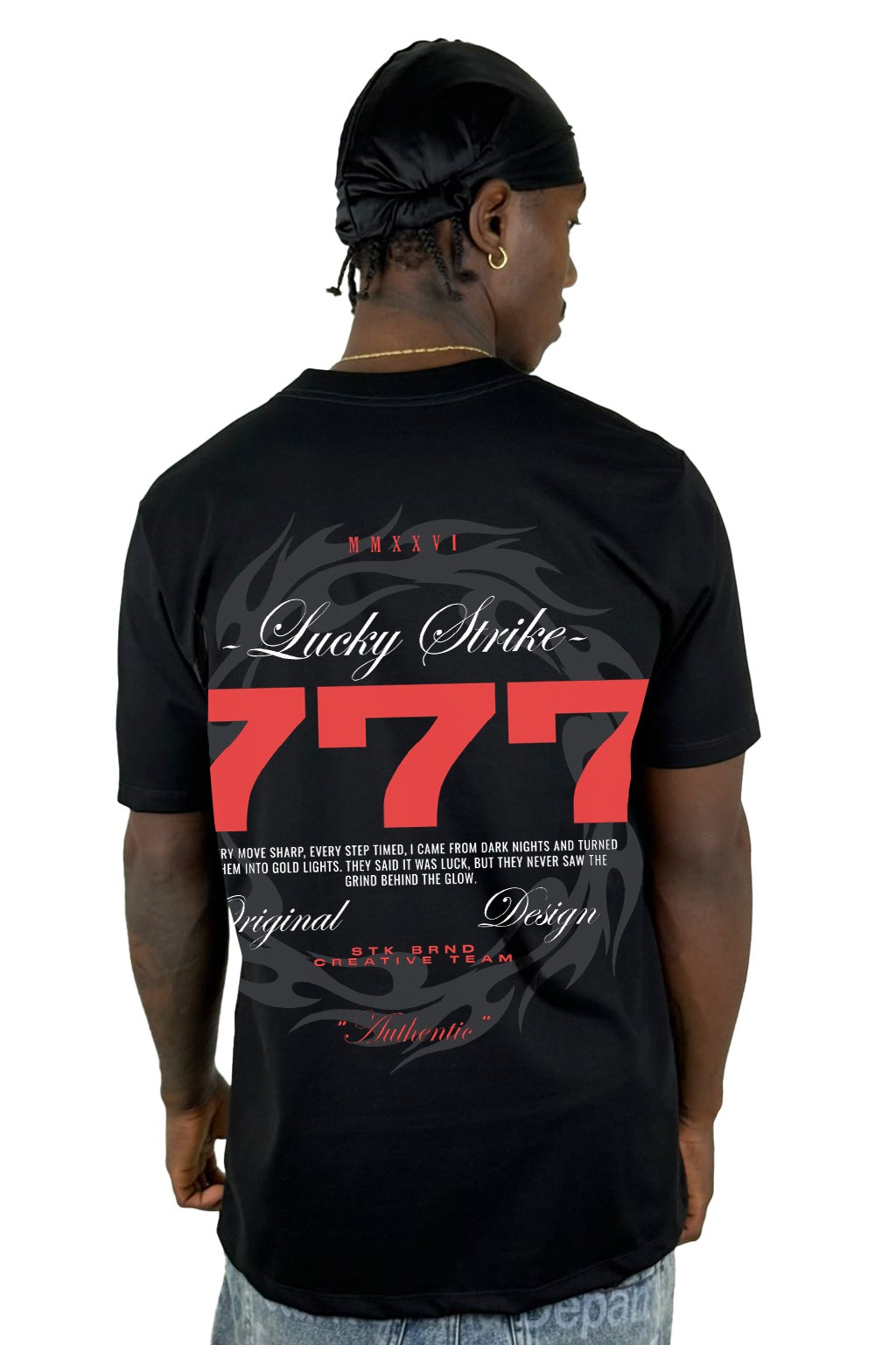 Camiseta Negra Lucky Strike 777 Alto Gramaje