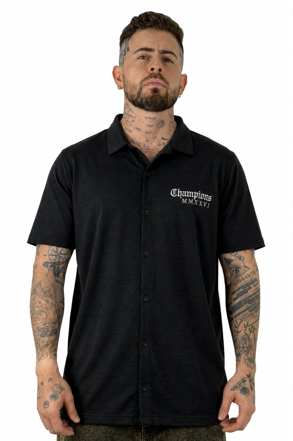Camisa Negra Champions Cuello Clasico