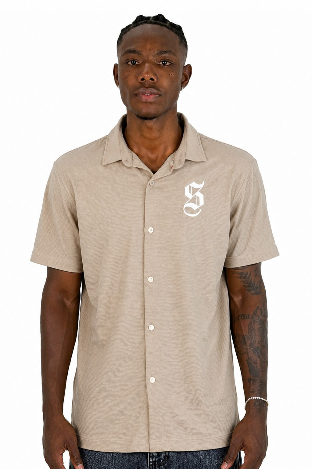 Camisa BeigeS Cuello Clasico