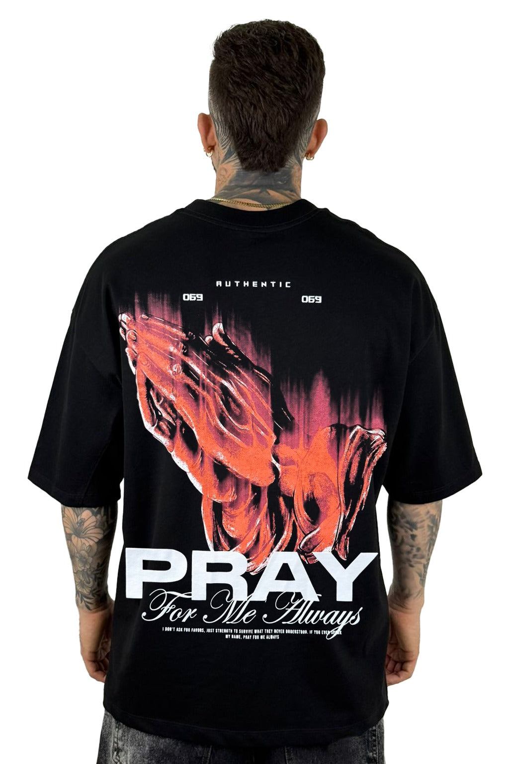 Oversize Negra Pray For Me Alto Gramaje