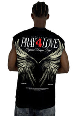 Camisilla Negra Pray4 Love Alto Gramaje