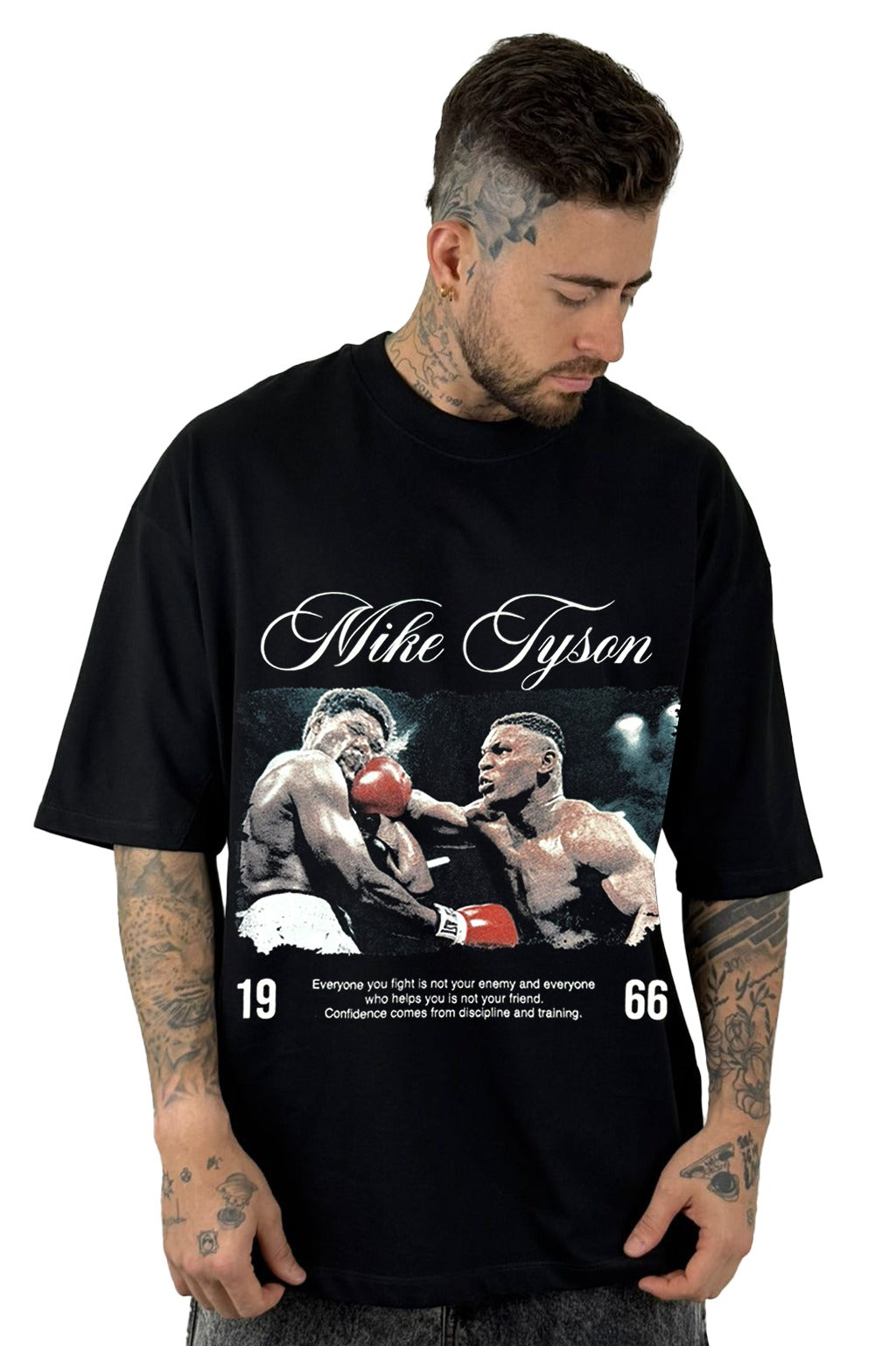 Oversize Negra Mike Tyson Champion Alto Gramaje