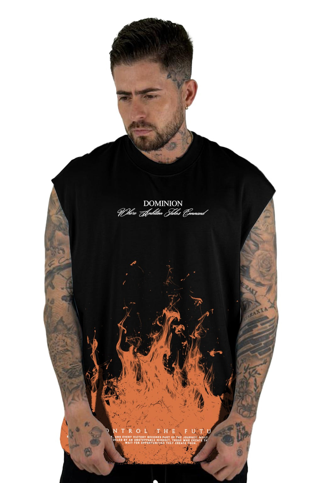 Camisilla Negra Dominion Llamas Alto Gramaje