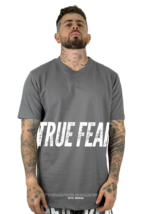 Camiseta Gris Acero True Fear Alto Gramaje