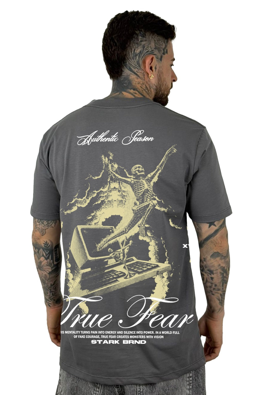 Camiseta Gris Acero True Fear Alto Gramaje