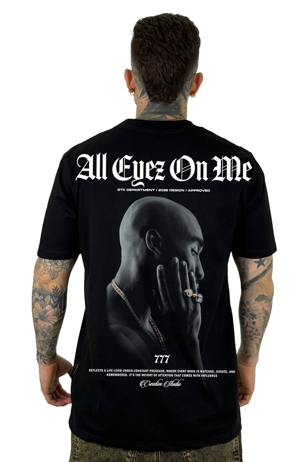 Camiseta Negra All Eyez On Me 777 ALto Gramaje