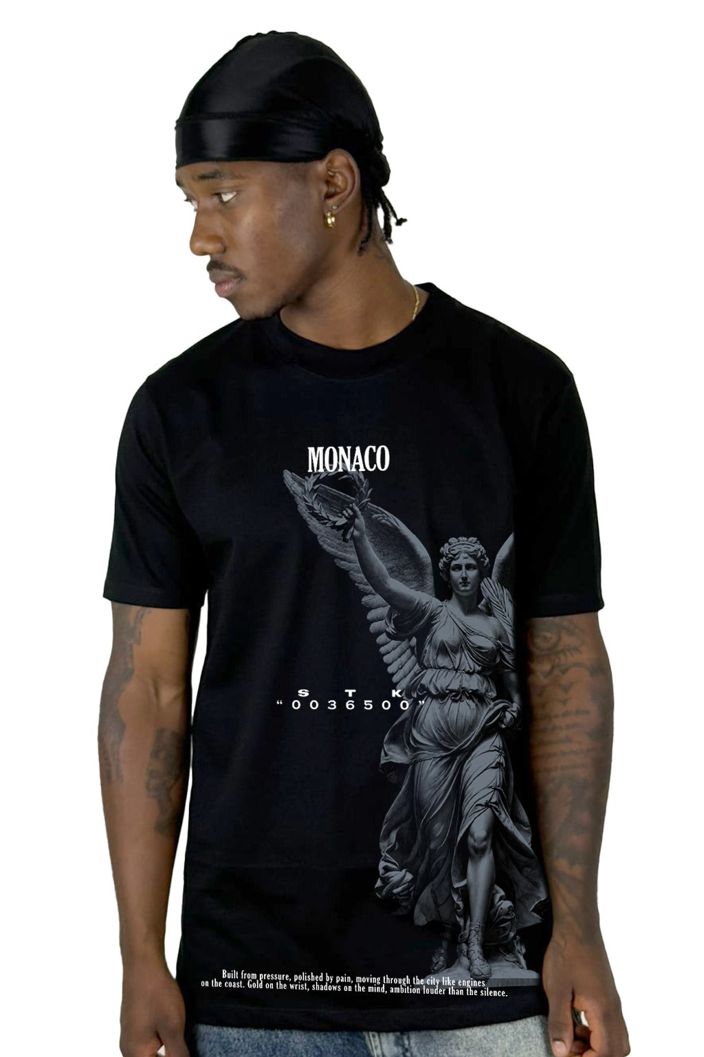 Camiseta Negra Monaco Angel Alto Gramaje