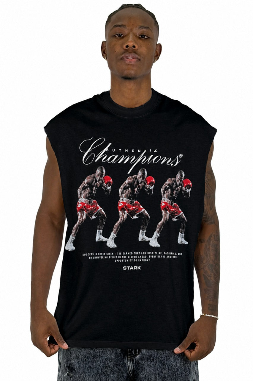 Camisilla Negra Champions Boxeo Alto Gramaje