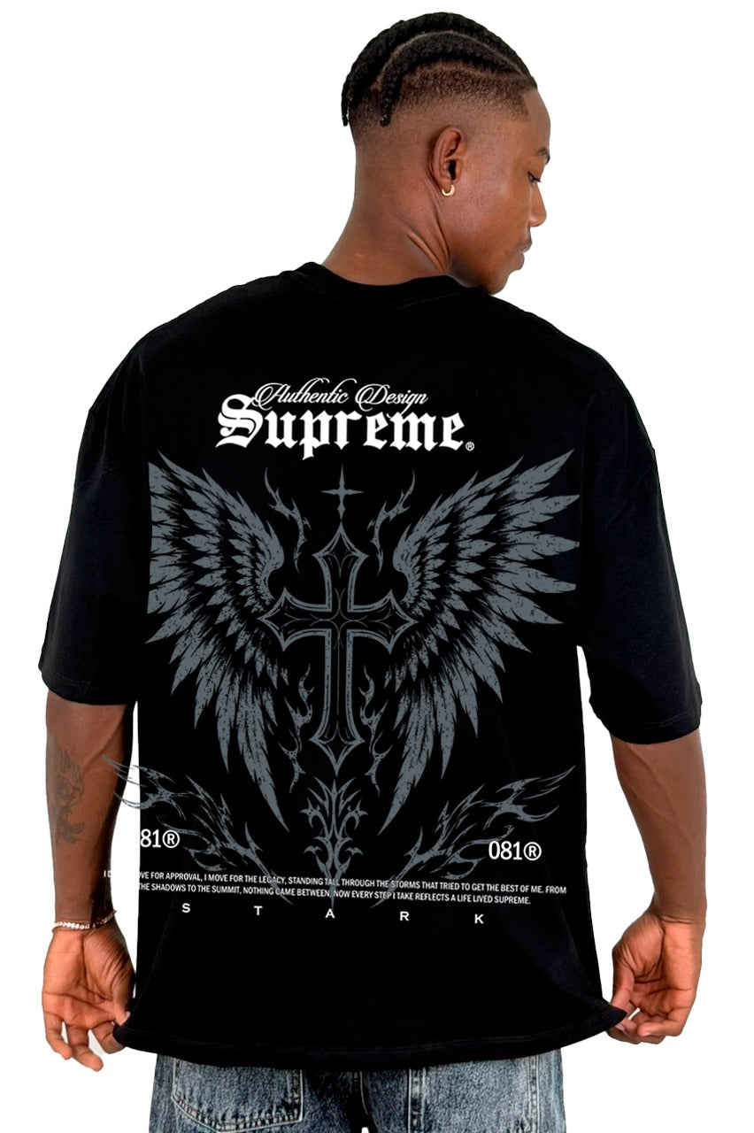 Oversize Negra Supreme Cruz Alto Garmaje