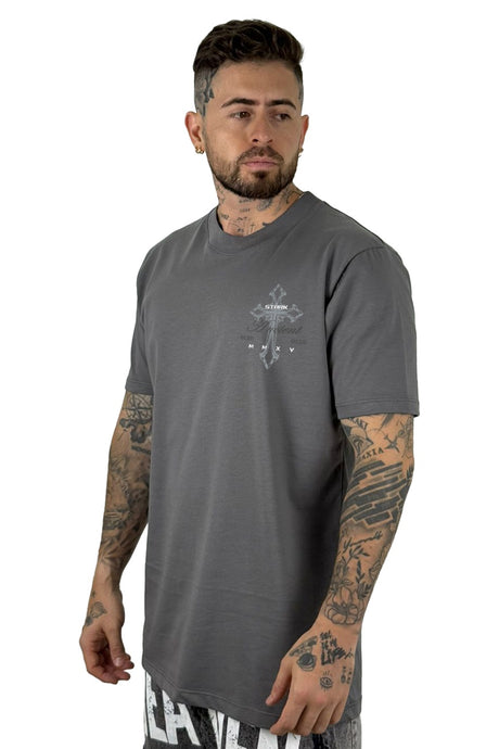 Camiseta Gris Oscruro Ancient Cruz Alto Gramaje