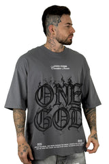 Oversize Gris Oscuro One God Alto Gramaje