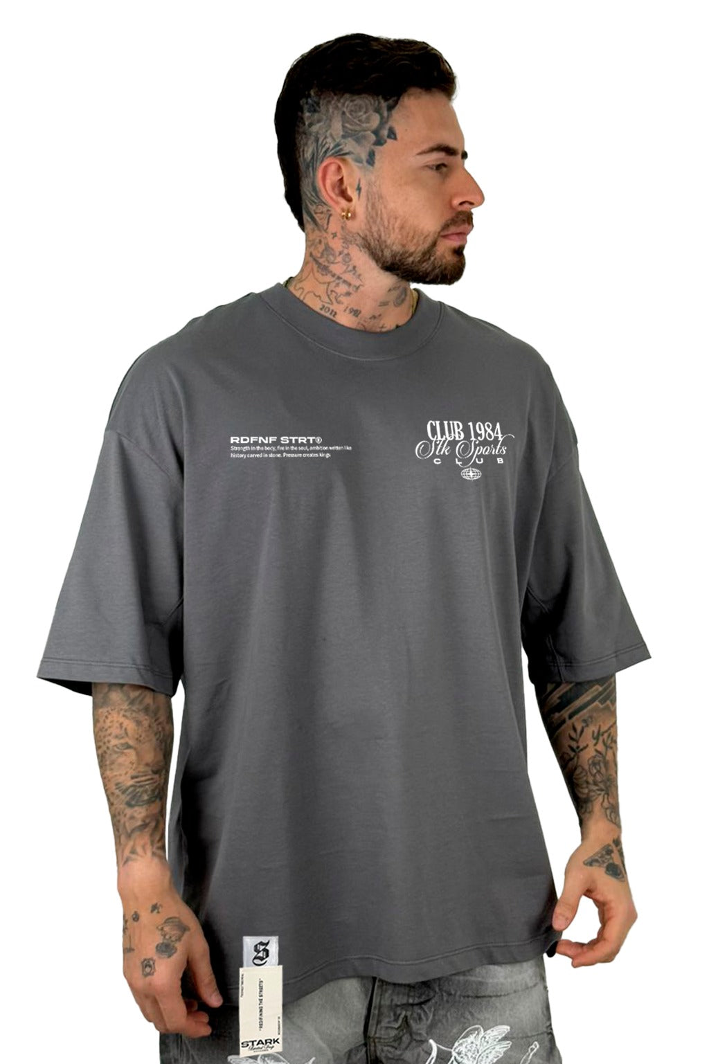 Oversize Gris Club 1984 Con Aplique Alto Gramaje