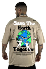 Oversize beige save the earth