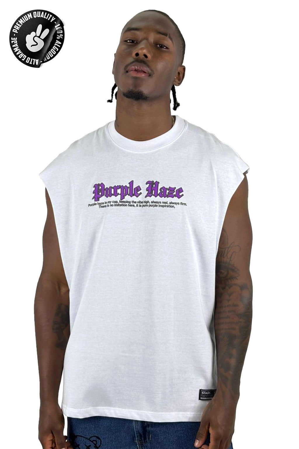 Camisilla Blanca Purple Haze Alto Gramaje