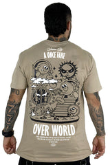 camiseta beige over world alto gramaje