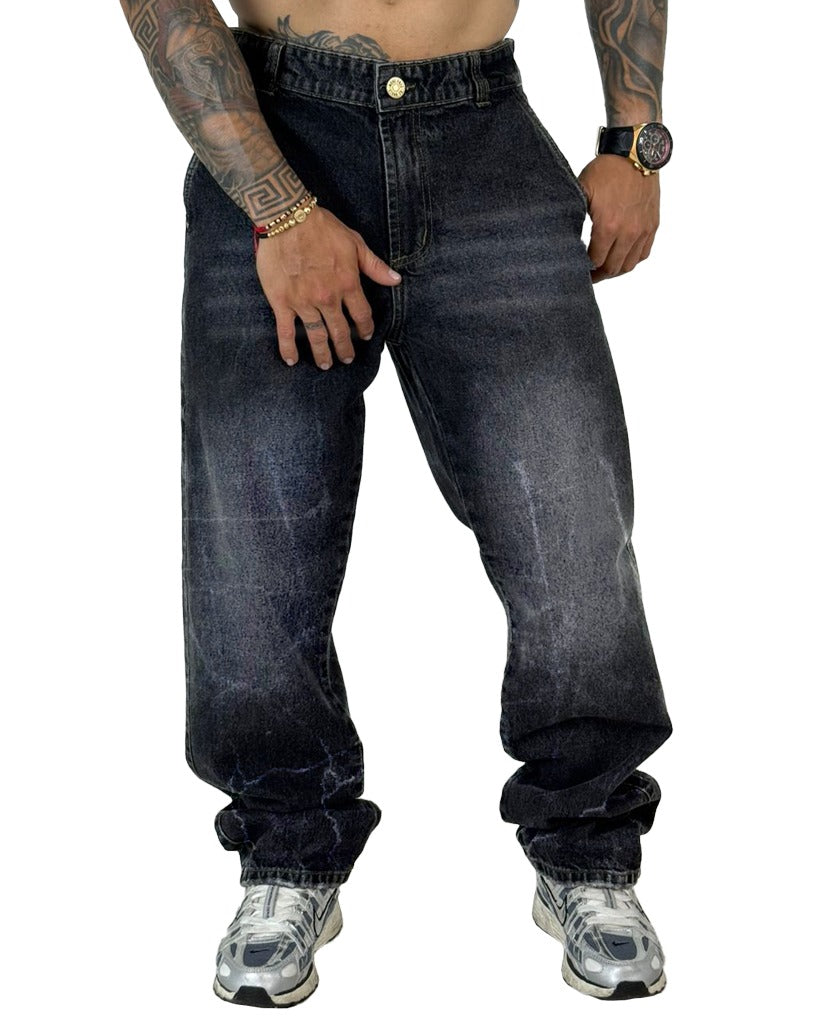 Jean Baggy  Clasico Negro Big+Samblast Blanco 0015