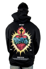 Buzo Capucha Negro Romans 8:38 Heart