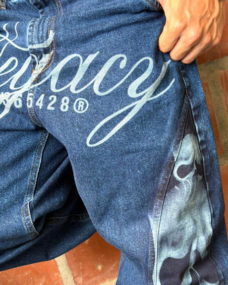 Jean Baggy Corte Skull