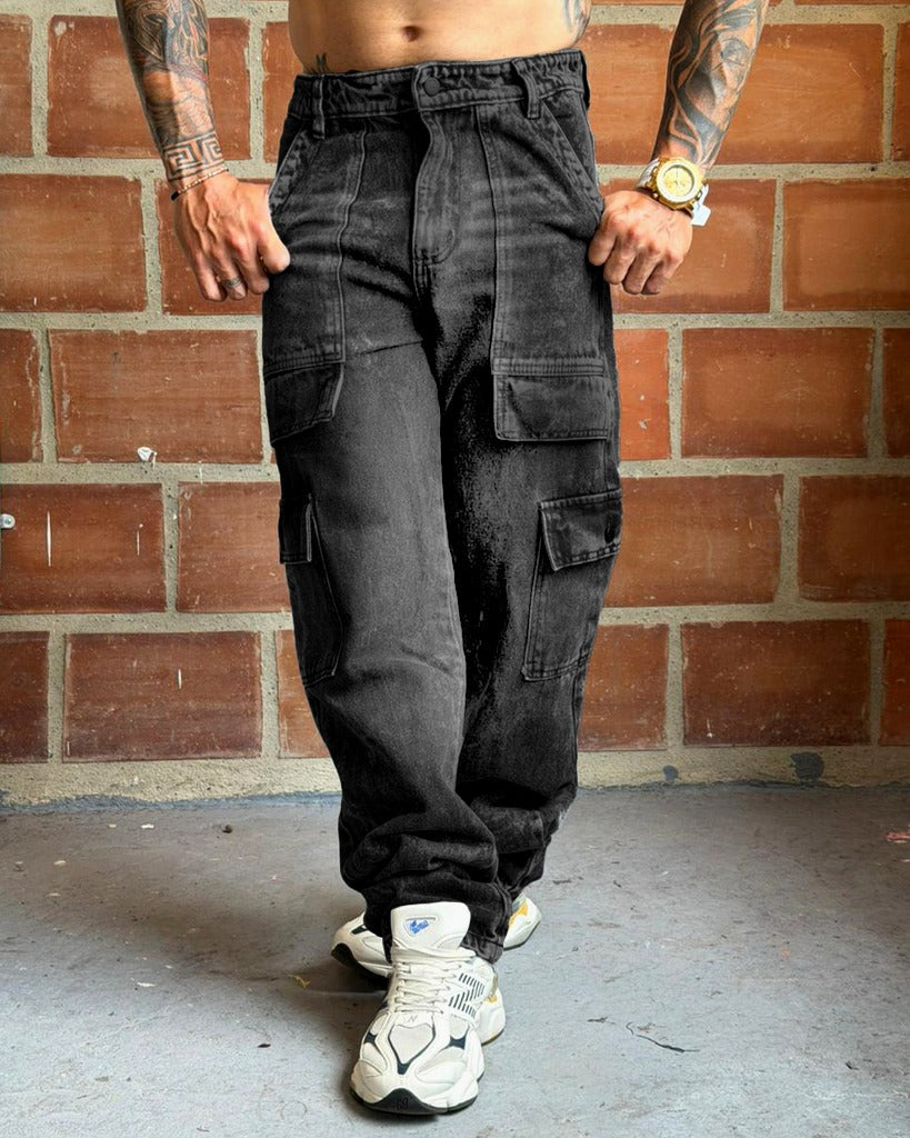 Jean Baggy negro corte-vert samblast frente 3002