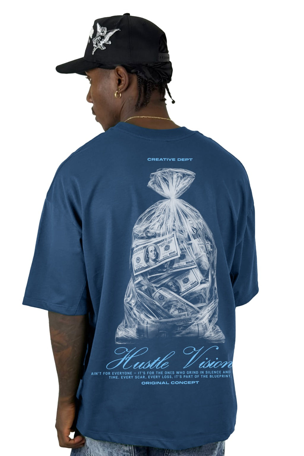 Oversize azul hustle vision alto gramaje
