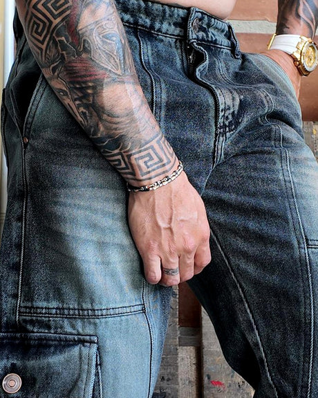 Jean baggy Negro Verdoso Cargo 2604