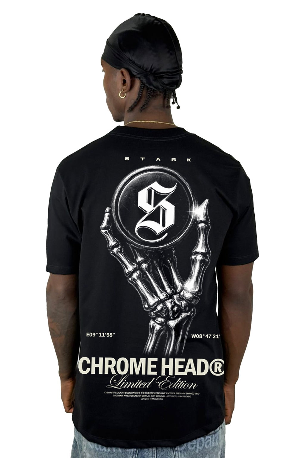 Camiseta Negra Chrome Head Alto Gramaje