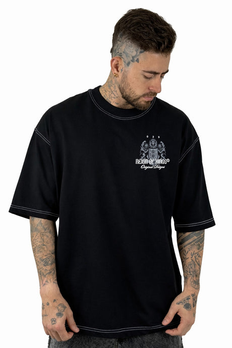 Oversize Negra Reign Of Kings Hilo Blanco  Alto Gramaje