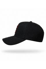 Gorra negra S bordado piedreria