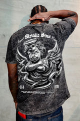 Camiseta Sky Negro Metalic Sins Alto Gramaje