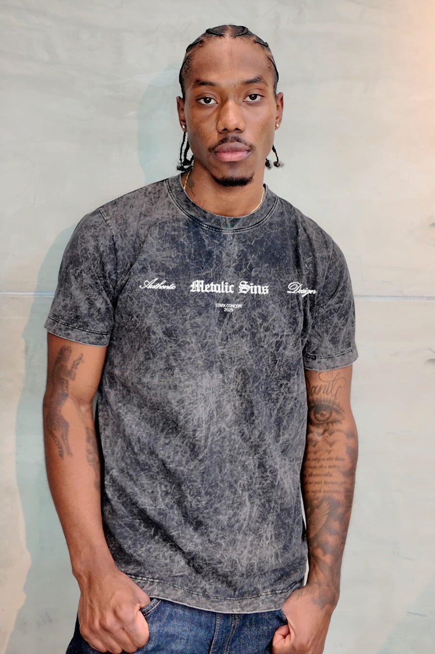 Camiseta Sky Negro Metalic Sins Alto Gramaje