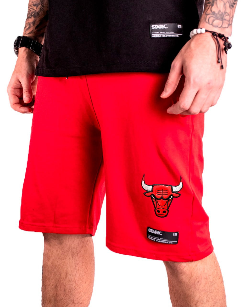 Pantaloneta Bulls roja bordado - Stark Brand