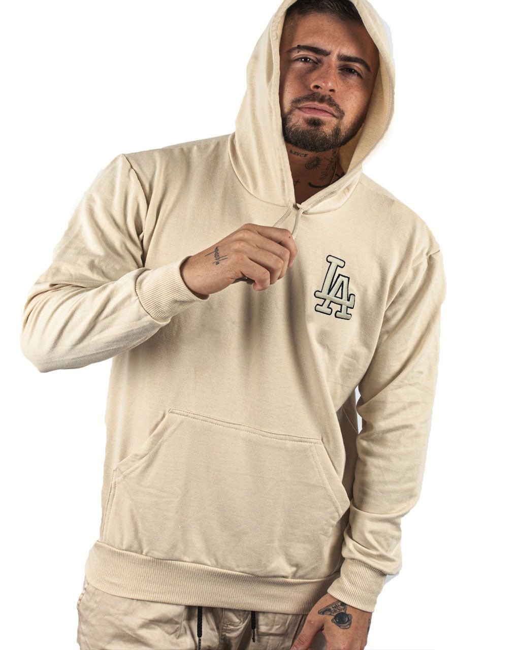 Buzo beige Capucha LA