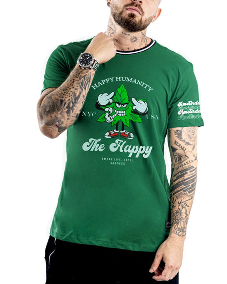 Camiseta verde rib happy - Stark Brand
